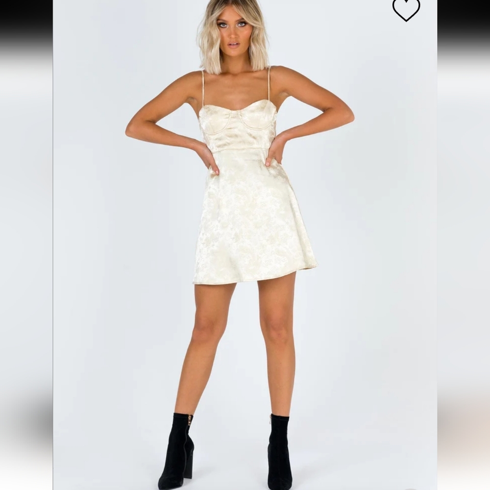 Princess Polly Champagne Satin Slip Dress - Picture 3 of 13